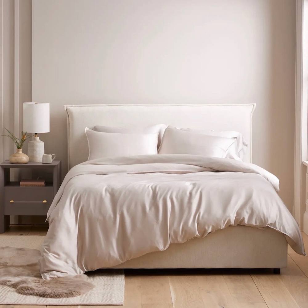 Quince Organic Bamboo Duvet Bedding Cover set in Sand color in King/ Cal King